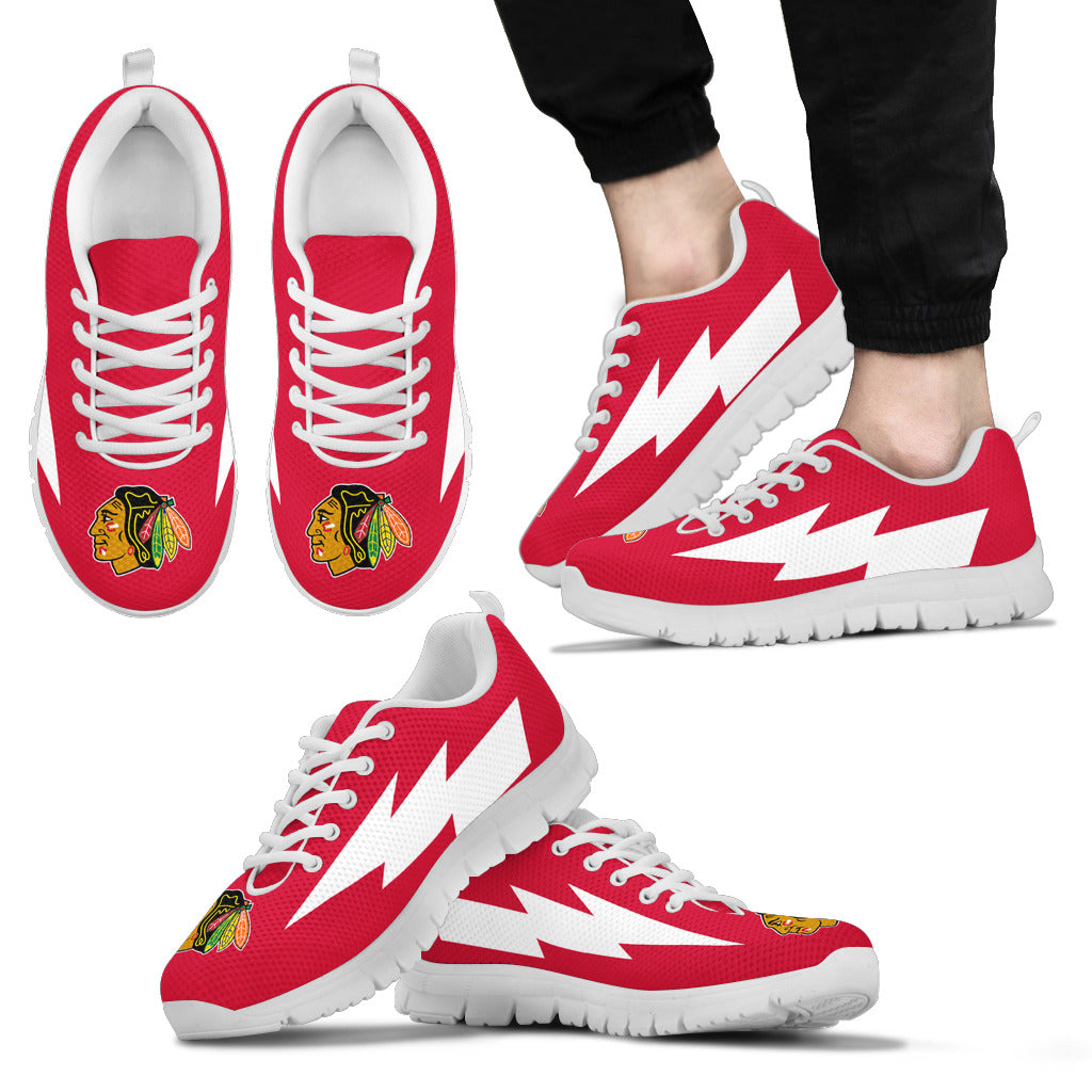 Colorful Chicago Blackhawks Sneakers Thunder Lightning Amazing Logo