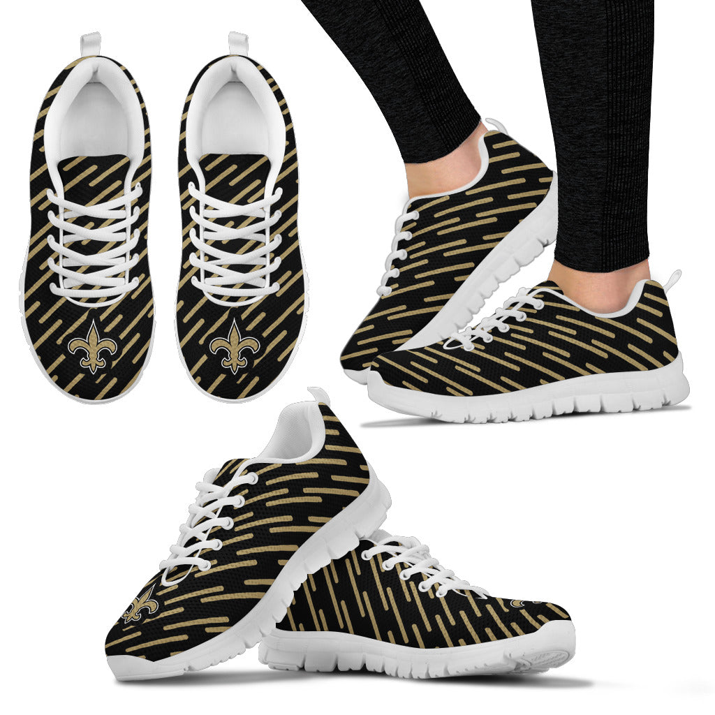 Marvelous Striped Stunning Logo New Orleans Saints Sneakers