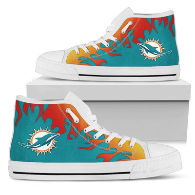 Fire Burning Fierce Strong Logo Miami Dolphins High Top Shoes