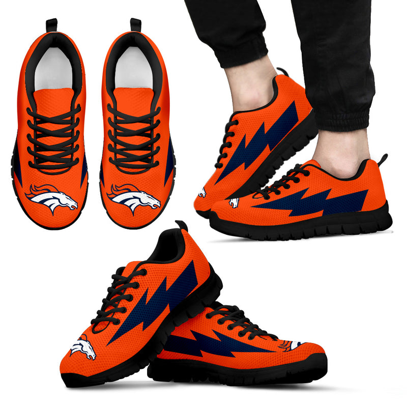Perfect Denver Broncos Sneakers Thunder Lightning Amazing Logo