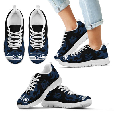 Tribal Flames Pattern Seattle Seahawks Sneakers