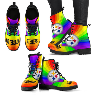 Colorful Rainbow Pittsburgh Steelers Boots