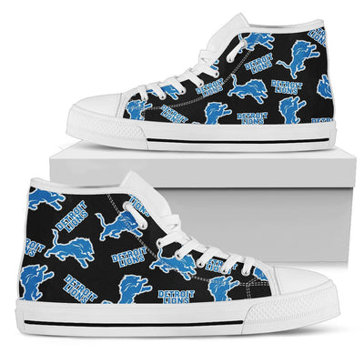 Script Logo Pattern Detroit Lions High Top Shoes