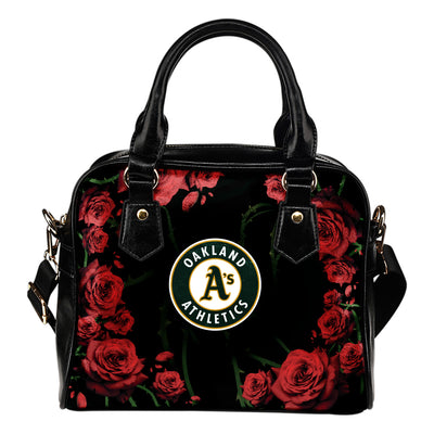 Valentine Rose With Thorns Oakland Athletics Shoulder Handbags