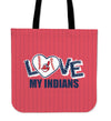 Love My Cleveland Indians Vertical Stripes Pattern Tote Bags
