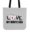 Love My Chicago White Sox Vertical Stripes Pattern Tote Bags