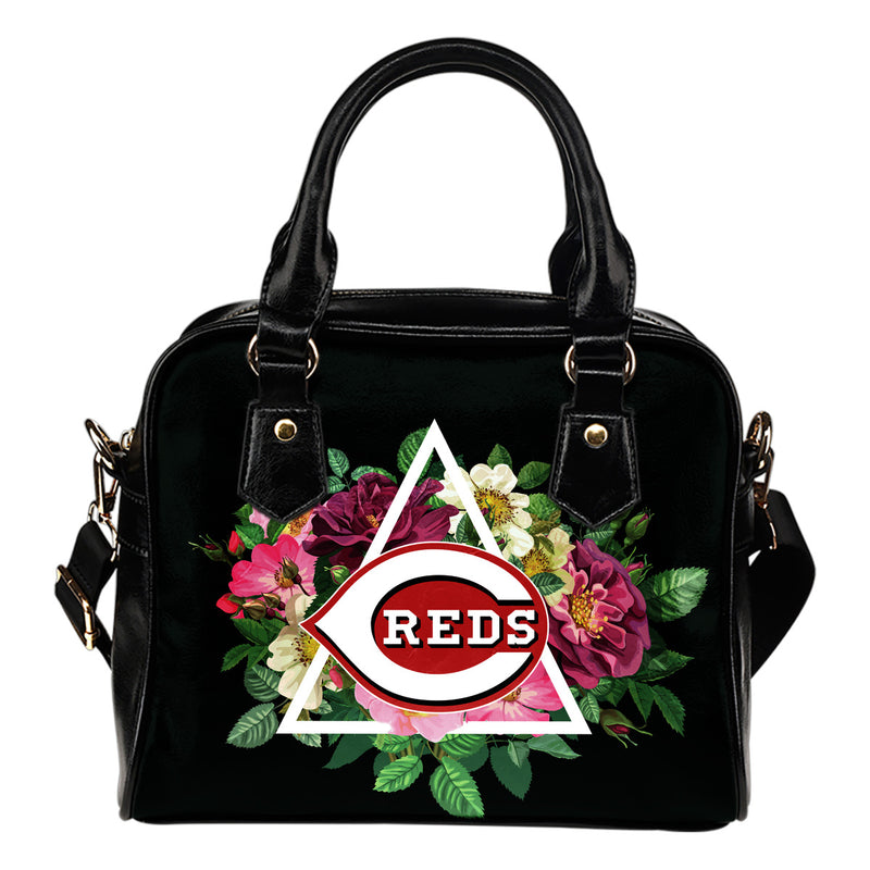 Cool Cincinnati Reds Shoulder Handbags Floral Rose Valentine Logo