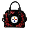 Valentine Rose With Thorns Pittsburgh Steelers Shoulder Handbags