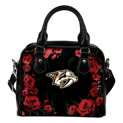 Valentine Rose With Thorns Nashville Predators Shoulder Handbags