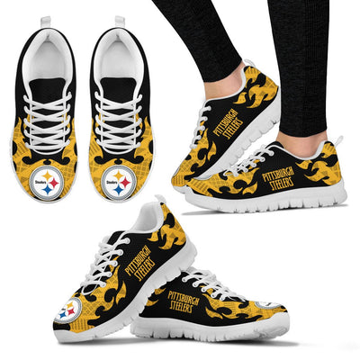 Tribal Flames Pattern Pittsburgh Steelers Sneakers