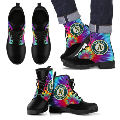 Tie Dying Awesome Background Rainbow Oakland Athletics Boots