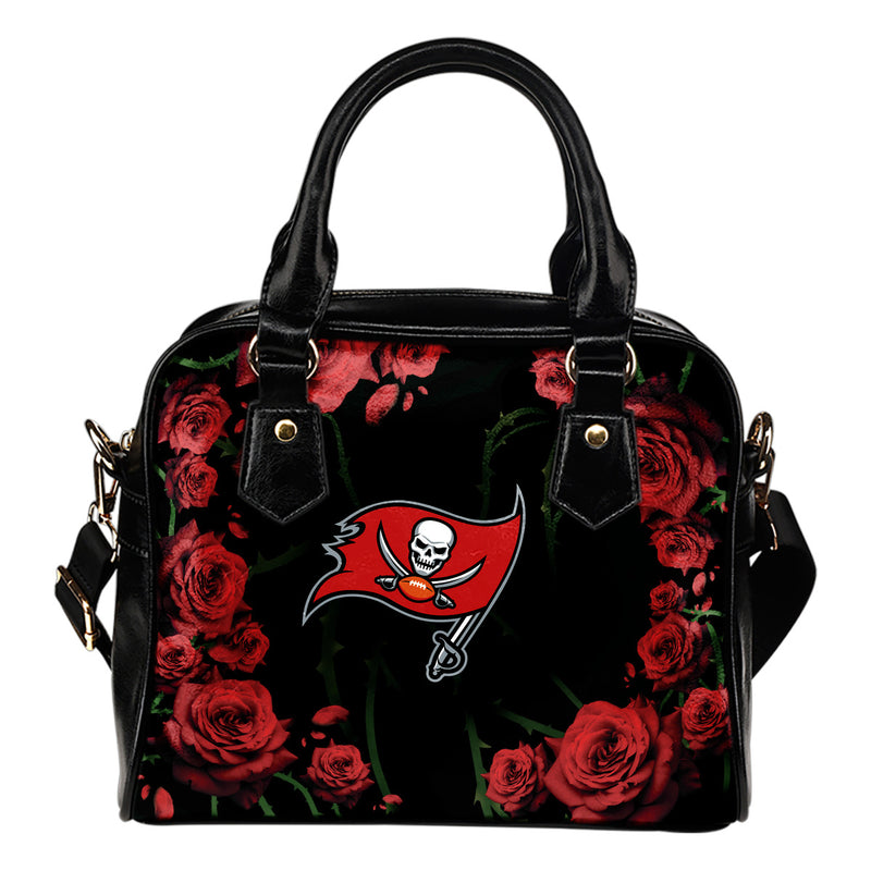 Valentine Rose With Thorns Tampa Bay Buccaneers Shoulder Handbags