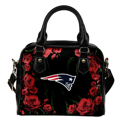 Valentine Rose With Thorns New England Patriots Shoulder Handbags