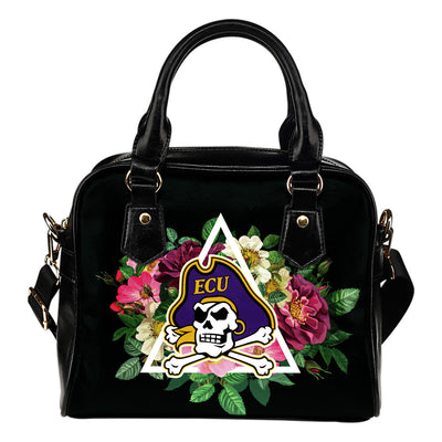 Floral Rose Valentine Logo East Carolina Pirates Shoulder Handbags