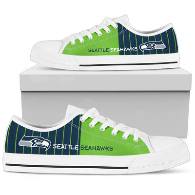 Cool Simple Design Vertical Stripes Seattle Seahawks Low Top Shoes