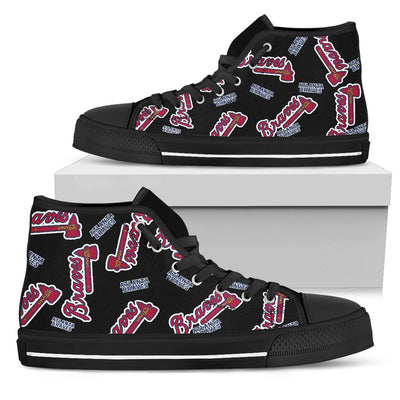 Script Logo Pattern Atlanta Braves High Top Shoes