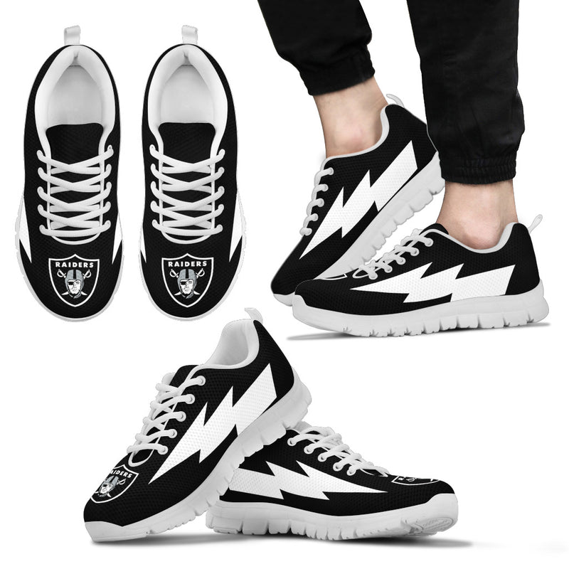 Cool Style Oakland Raiders Sneakers Thunder Lightning Amazing Logo