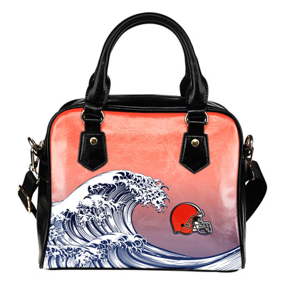 Enormous Wave Fancy Logo Cleveland Browns Shoulder Handbags