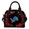 Valentine Rose With Thorns Detroit Lions Shoulder Handbags