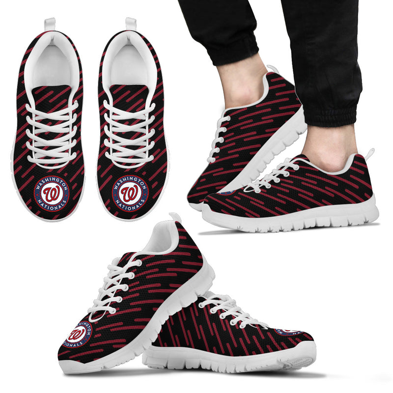 Marvelous Striped Stunning Logo Washington Nationals Sneakers