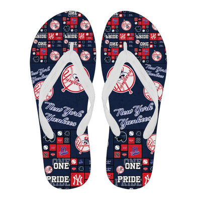 Colorful Pride Flag New York Yankees Flip Flops