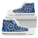 Puzzle Logo With Tennessee Titans High Top Shoes
