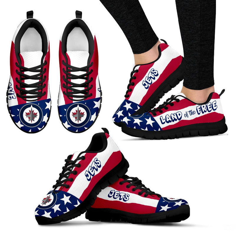 Proud Of American Flag Three Line Winnipeg Jets Sneakers