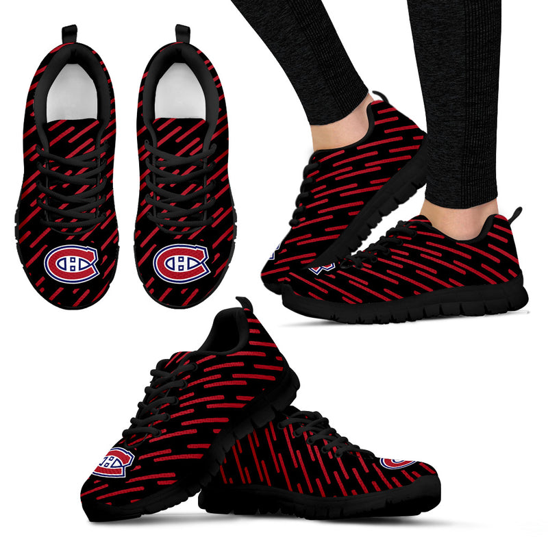 Marvelous Striped Stunning Logo Montreal Canadiens Sneakers