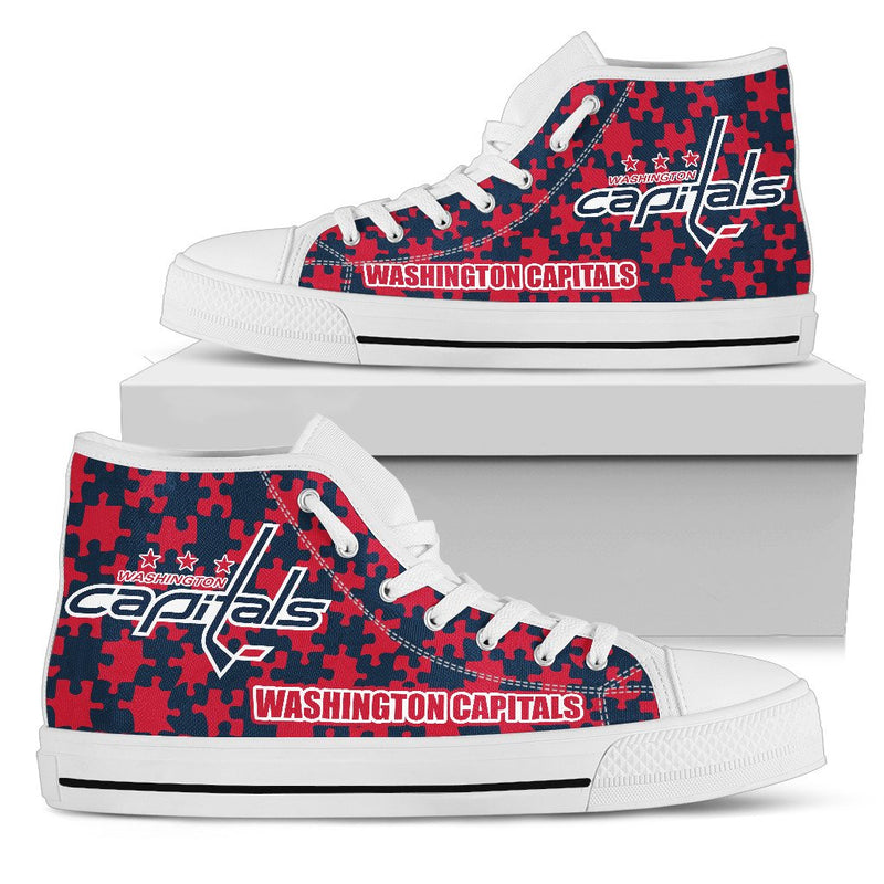 Puzzle Logo With Washington Capitals High Top Shoes