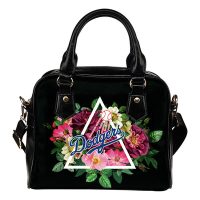 Cute Los Angeles Dodgers Shoulder Handbags Floral Rose Valentine Logo