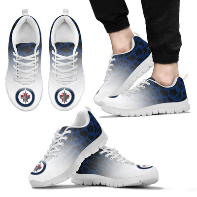 Custom Printed Winnipeg Jets Sneakers Leopard Pattern Awesome