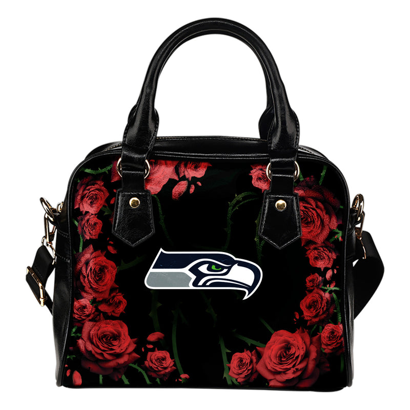 Valentine Rose With Thorns Seattle Seahawks Shoulder Handbags