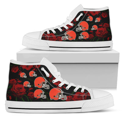 Lovely Rose Thorn Incredible Cleveland Browns High Top Shoes