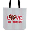 Love My Atlanta Falcons Vertical Stripes Pattern Tote Bags