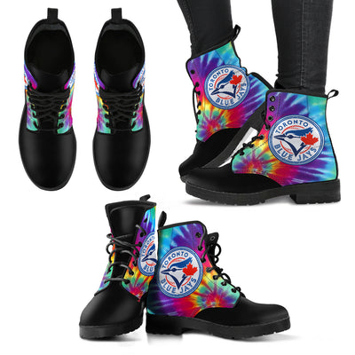 Tie Dying Awesome Background Rainbow Toronto Blue Jays Boots