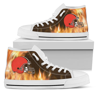 Fighting Like Fire Cleveland Browns High Top Shoes