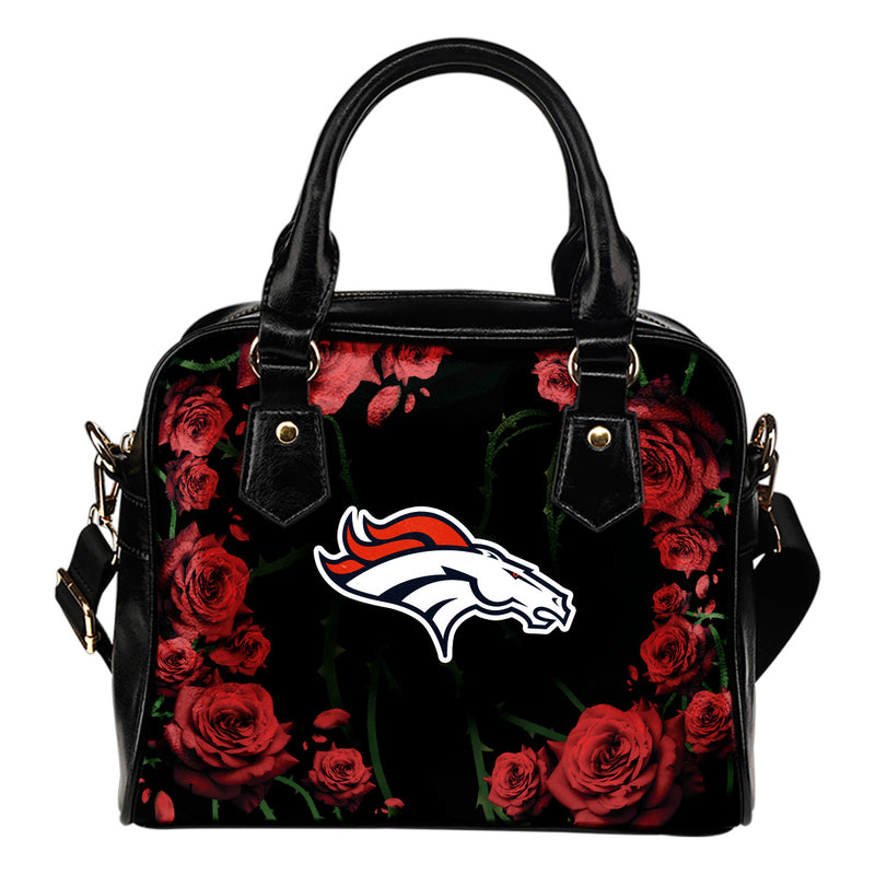 Valentine Rose With Thorns Denver Broncos Shoulder Handbags