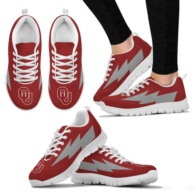 Interesting Oklahoma Sooners Sneakers Thunder Lightning Amazing Logo