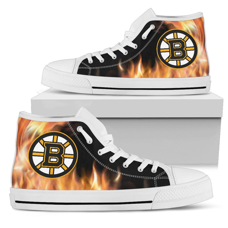 Fighting Like Fire Boston Bruins High Top Shoes