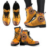 Golden Peace Hand Crafted Logo Philadelphia Flyers Leather Boots