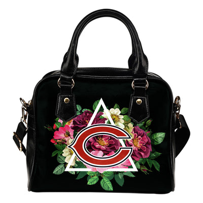 Best Chicago Bears Shoulder Handbags Floral Rose Valentine Logo