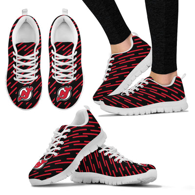 Marvelous Striped Stunning Logo New Jersey Devils Sneakers