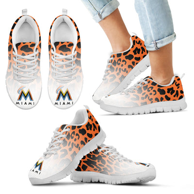 Leopard Pattern Awesome Miami Marlins Sneakers