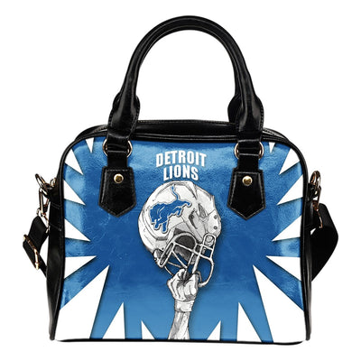 Saw Tooth Border Wonderful Hand Up Detroit Lions Shoulder Handbag