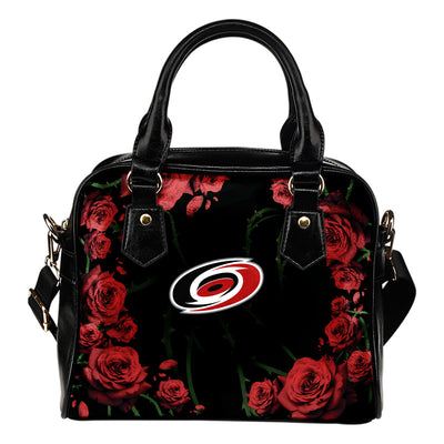 Valentine Rose With Thorns Carolina Hurricanes Shoulder Handbags