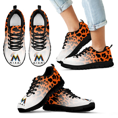 Leopard Pattern Awesome Miami Marlins Sneakers