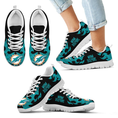 Tribal Flames Pattern Miami Dolphins Sneakers