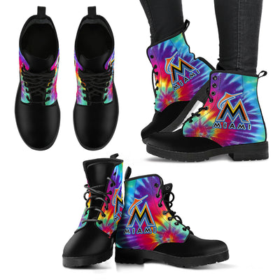 Tie Dying Awesome Background Rainbow Miami Marlins Boots