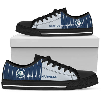 Cool Simple Design Vertical Stripes Seattle Mariners Low Top Shoes