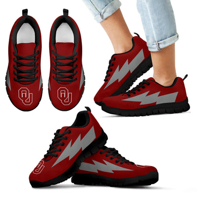 Interesting Oklahoma Sooners Sneakers Thunder Lightning Amazing Logo